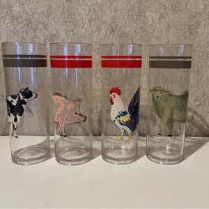Farm Animal Highball Glasses Set- Plastic 4 piece set